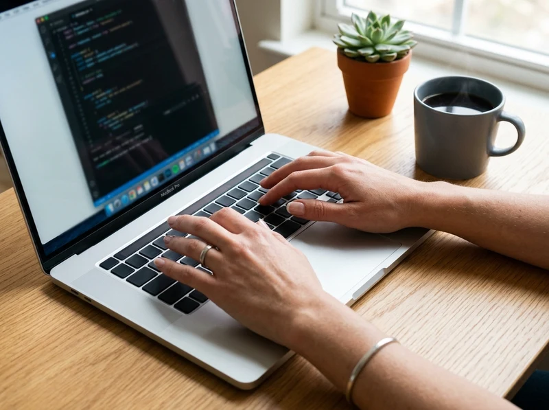 Mains sur clavier d'ordinateur portable moderne