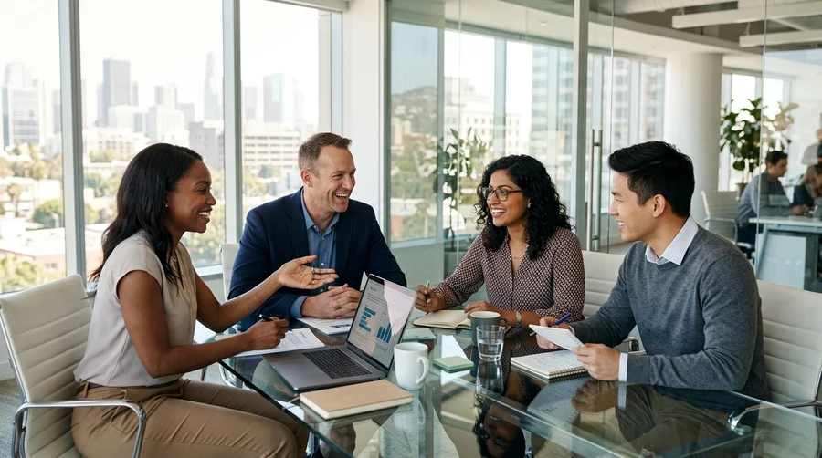Équipe professionnelle en réunion de travail