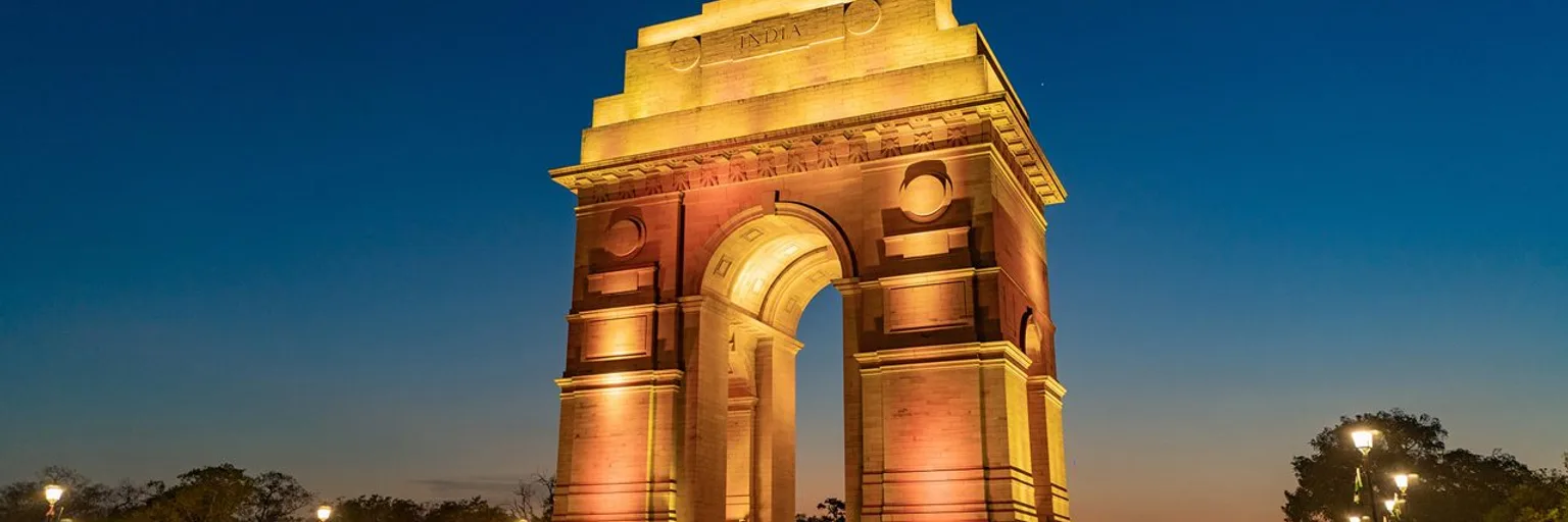 Monument India Gate et avenue Rajpath à New Delhi, Inde