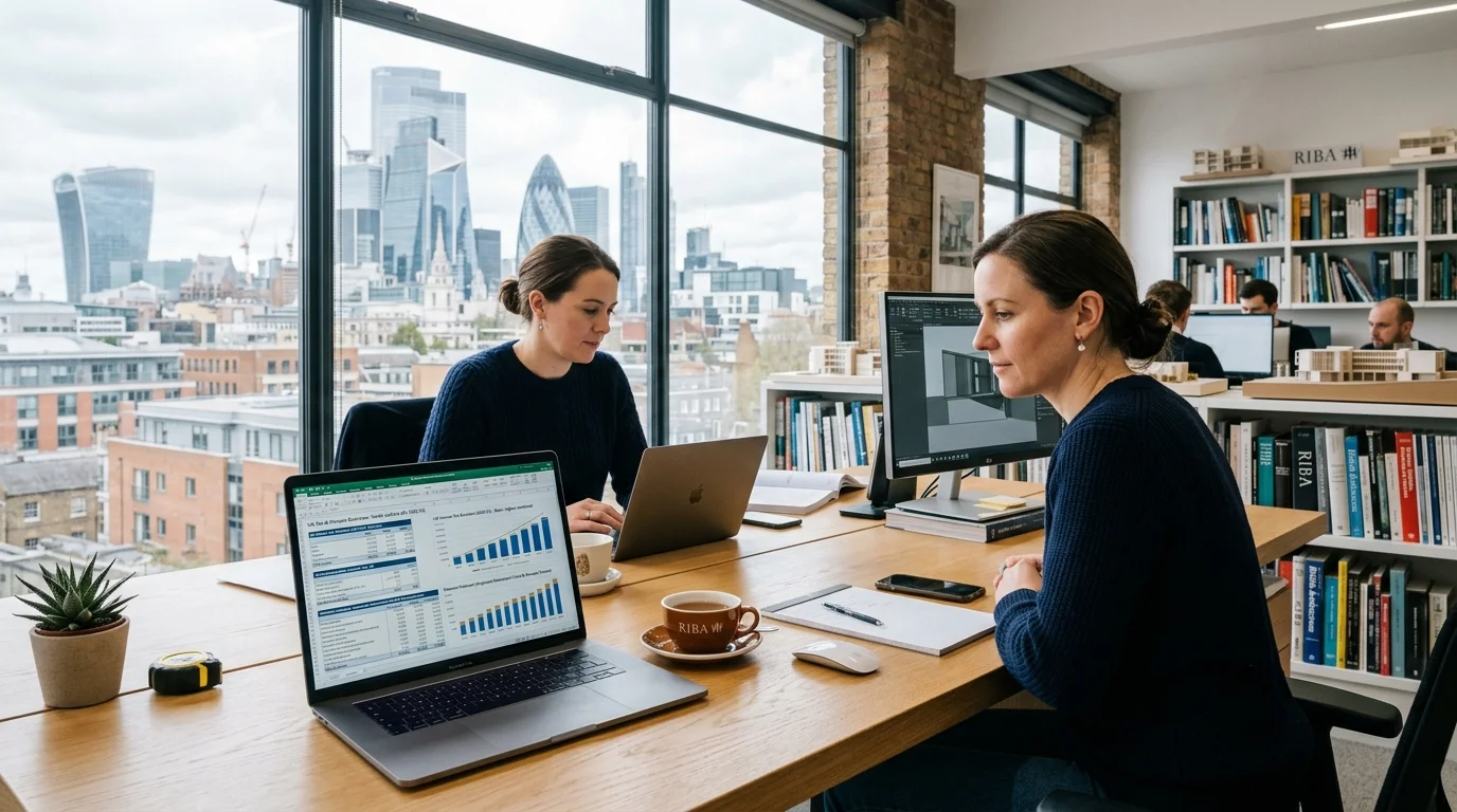 A person reviewing household budget and pension projections in a modern UK home.