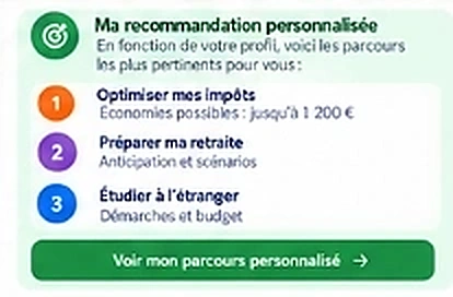 Ma recommandation personnalisée : En fonction de votre profil, voici les parcours les plus pertinents pour vous.